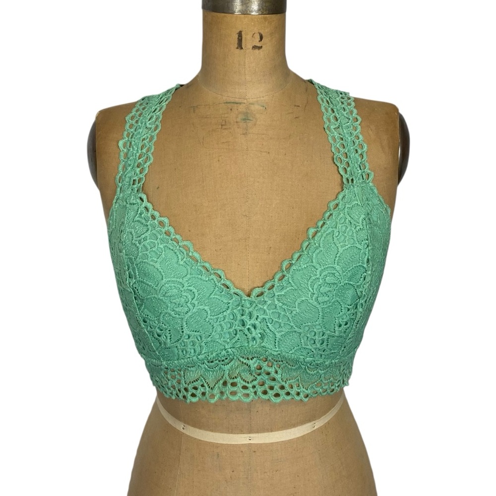Aerie Mint Green Eyelet Lace Racerback Bralette Size L